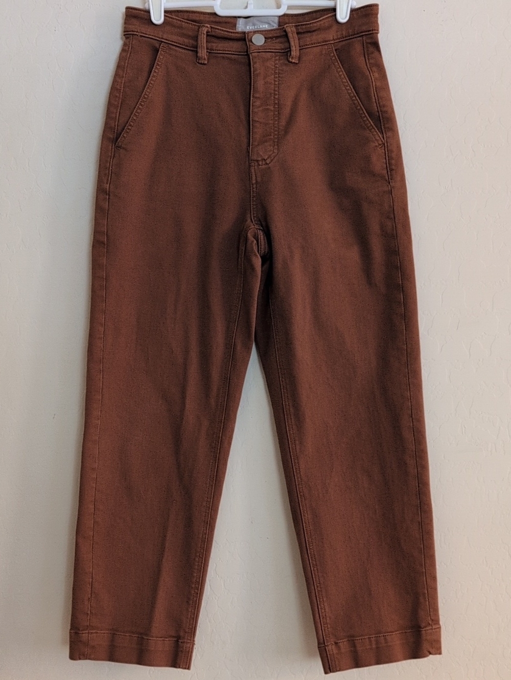 Everlane Rust Brown Chinos The Straight Leg Crop High Rise Waist Stretch- Size 6